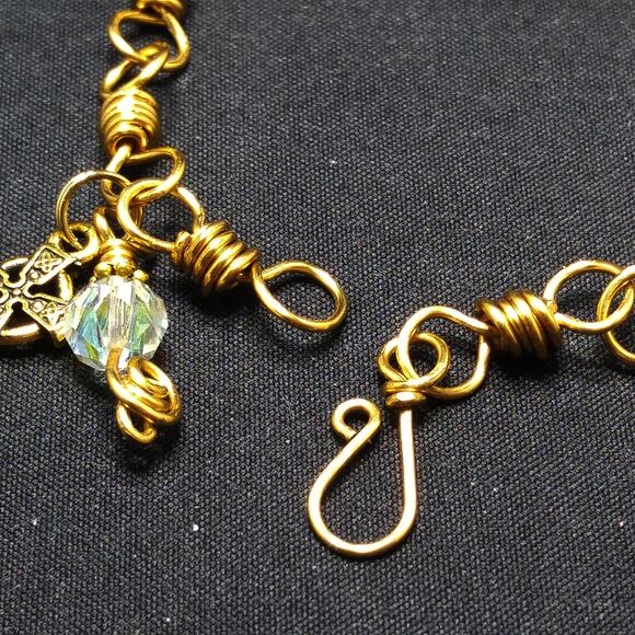 Handmade Wire Wrapped Bracelet, Celtic Cross Charm - Picture 6 of 10